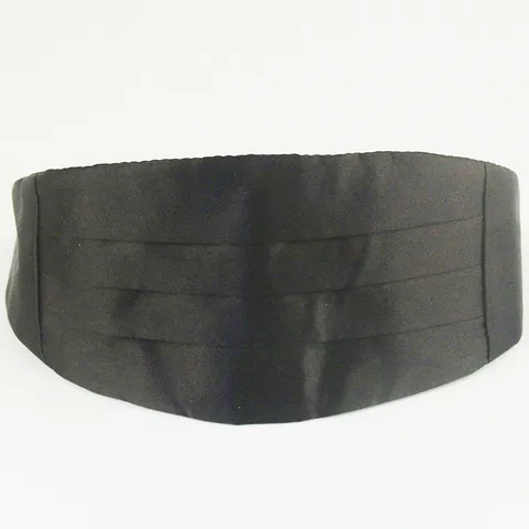 Men Formal Cummerbund Bow Tie Pocket Square Set Glossy Polyester Solid Color Wedding Party Suit Accessories