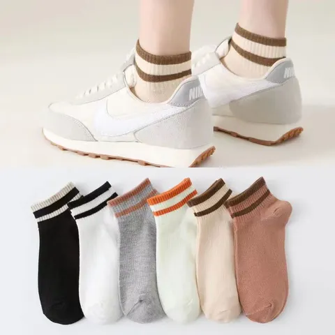 Women's Low Cut Casual Socks Japanese Striped Ankle Boat Socks Breathable Cotton Blend Daily Wear Fashion Hosiery