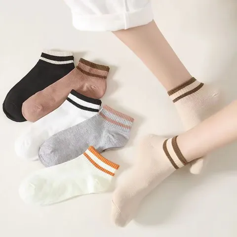 Women's Low Cut Casual Socks Japanese Striped Ankle Boat Socks Breathable Cotton Blend Daily Wear Fashion Hosiery