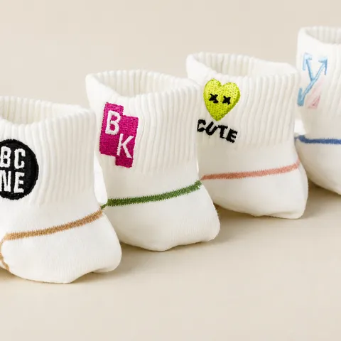 Women's Summer Thin Mesh Breathable Short Socks Cotton Blend Solid Color Cute Embroidery Casual Ankle Socks