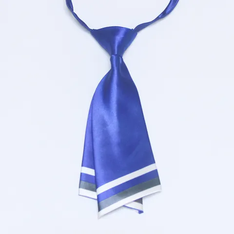 Koreanischer Stil Doppellagige Messerförmige Polyester Krawatte Für Damen Kinder Uniform Gestreiftes Ende Tägliche Party Zubehör