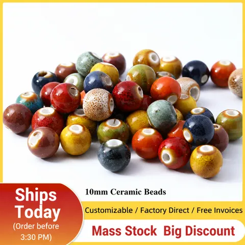 Jingdezhen Ceramic Glazed Porcelain Loose Beads DIY Jewelry Making Crafts Colorful Multicolored Round Beads