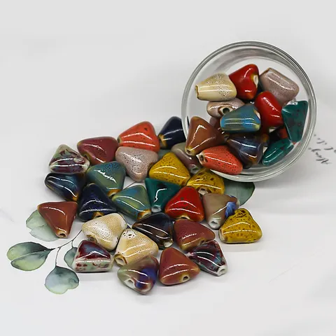 Vintage Ceramic Glazed Triangle Beads Loose Beads DIY Handmade Necklace Bracelet Pendant Jewelry Making Accessories