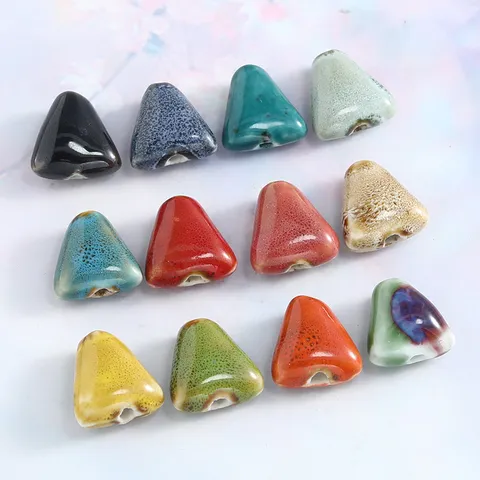 Retro Ceramic Beads Triangular Glazed Porcelain Loose Beads DIY Material For Bracelet Necklace Jewelry Making Accessories