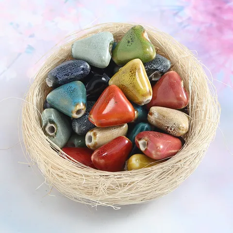 Retro Ceramic Beads Triangular Glazed Porcelain Loose Beads DIY Material For Bracelet Necklace Jewelry Making Accessories