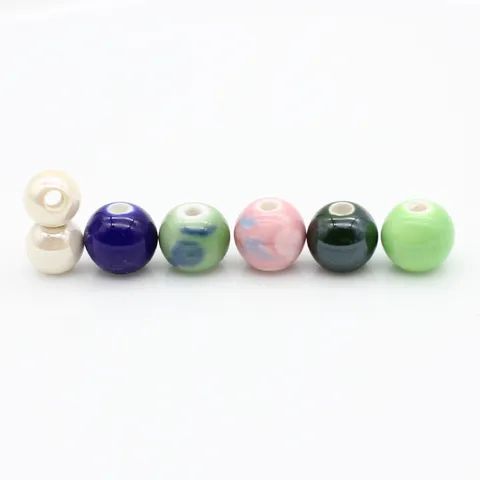Colorful Ceramic Round Loose Beads Handcrafted Glazed Porcelain Beads For DIY Bracelets Jewelry Making Accessories Supplies