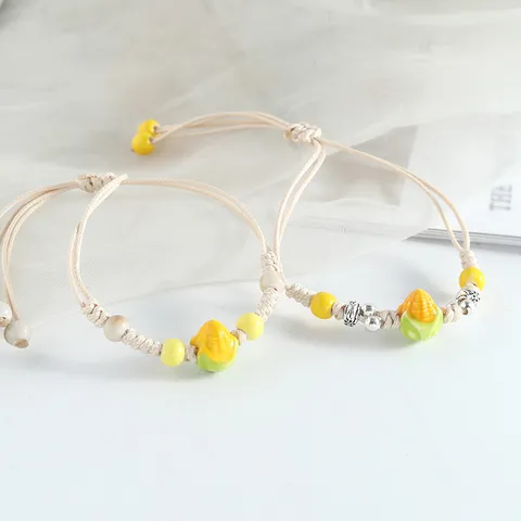 Handmade Jingdezhen Ceramic Beaded Bracelet Retro Chinese Style Floral Woven Adjustable String Bracelet Women Jewelry