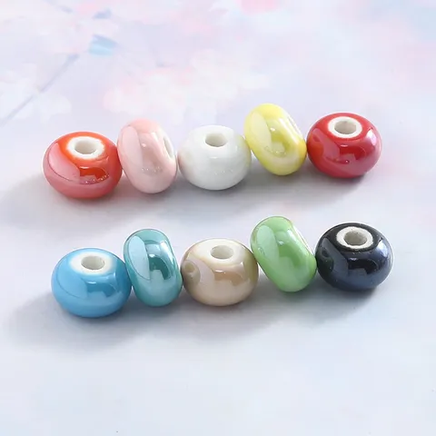 Macaron Electroplated Ceramic Beads Abacus Shaped Porcelain Loose Beads For DIY Bracelet Necklace Jewelry Making
