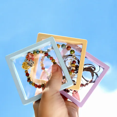 Transparent PE Film Suspension Jewelry Box Anti-Oxidation Storage Box For Necklace Bracelet Ring Display Packaging Holder