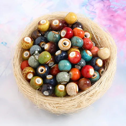 Glazed Ceramic Loose Beads Multi Color Round Spacer Beads For DIY Bracelet Necklace Jewelry Making Handcrafts