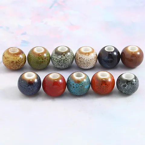 Glazed Ceramic Loose Beads Multi Color Round Spacer Beads For DIY Bracelet Necklace Jewelry Making Handcrafts