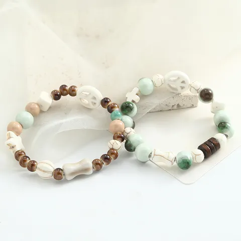 Handmade Ceramic Rabbit Beaded Bracelet Vintage Literary Style Multi-color Glaze Beads Friendship Jewelry Gift For Women