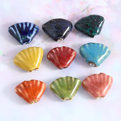 Colorful Ceramic Scallop Beads Hand Glazed Loose Beads For DIY Necklace Bracelet Jewelry Making Handcrafted Materials