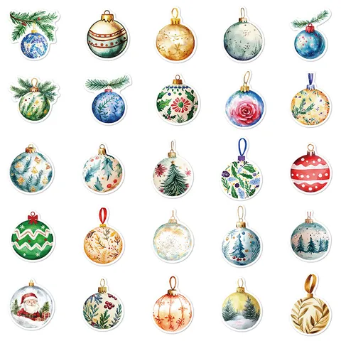 Autocollants Graffiti Boule de Noël Vintage Stickers Imperméables Pour Journal Carnet Bagage Fête Décoration DIY