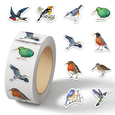Little Bird Roll Sticker Cute Watercolor Animal Journal Scrapbook Guitar Skateboard Decorative Adhesive Sticker