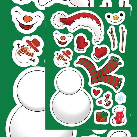 Kids DIY Snowman Puzzle Stickers Waterproof Cartoon Craft Decoration Christmas Party Supplies Educational Toy