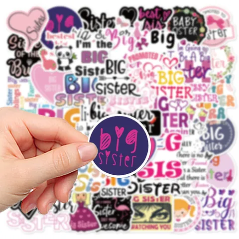 Big Sister Waterproof Vinyl Graffiti Stickers Decals Cute Cartoon Letter Slogans For Luggage Guitar Laptop