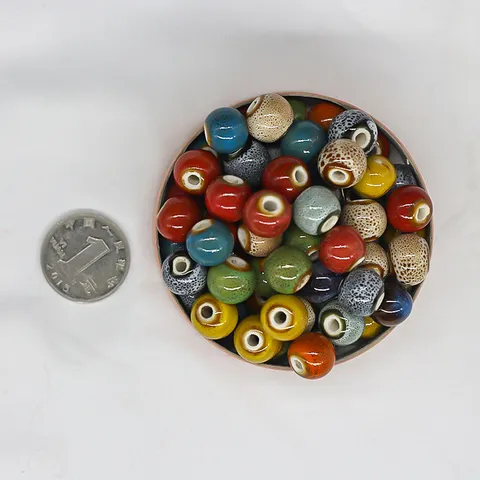 Ceramic Beads Loose Beads For DIY Jewelry Making Bracelet Necklace Accessories Glazed Round Hole Craft Bead