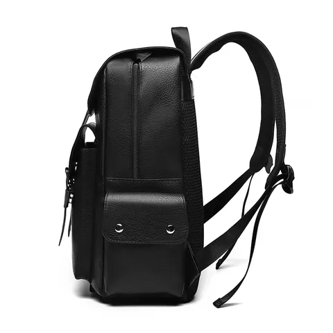 Vintage PU Leder Lässig Rucksack Große Kapazität Reisen Schule Büchertasche Mit Schnalle Für Männer Und Frauen Wasserdicht