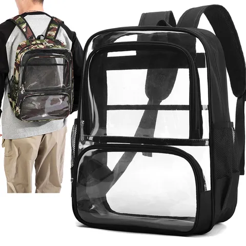 Klares PVC Rucksack Wasserdicht Transparent Schule Schulranzen Multi Tasche Großes Kapazität Reise Daypack Für Herren Damen