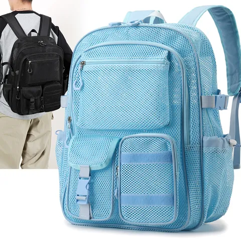 Große Kapazität Hohl Mesh Rucksack Mehrfache Taschen Atmungsaktiv Schüler Schultasche Freizeit Reise Computer Rucksack
