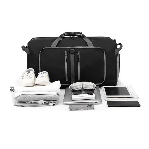 Large Capacity Foldable Travel Duffel Bag Waterproof Oxford Cloth Gym Sports Luggage Bag With Independent Shoe Compartment