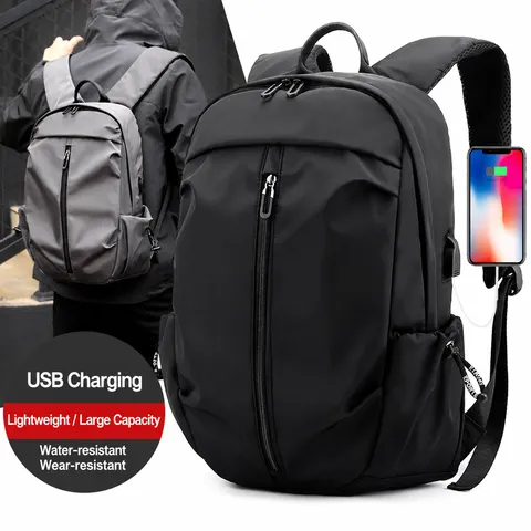 Männer Casual Business Rucksack Wasserdicht Nylon Reise Schule Büchertasche USB Ladeanschluss Große Kapazität Laptop Rucksack