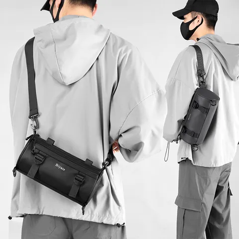 Wasserdicht Beschichtete Herren Brusttasche Mode Trendige Umhängetasche Zylindrische Tasche Funktionale Crossbody Tasche Für Männer