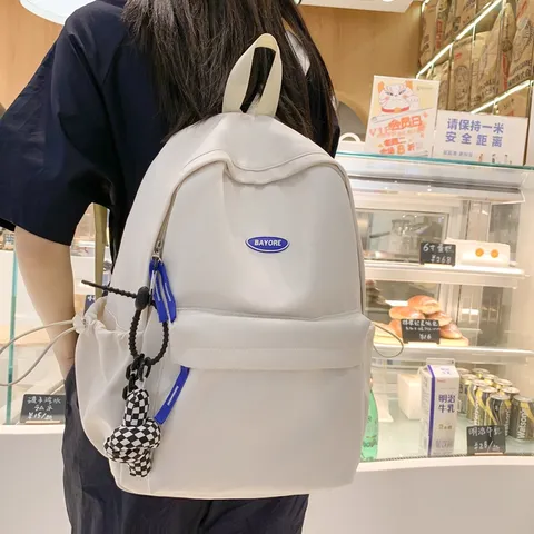 Minimalistischer Casual Nylon Rucksack Für Damen Herren Großes Kapazität Wasserdichter Schulbuch Rucksack Einfarbig Tägliche Reise Daypack