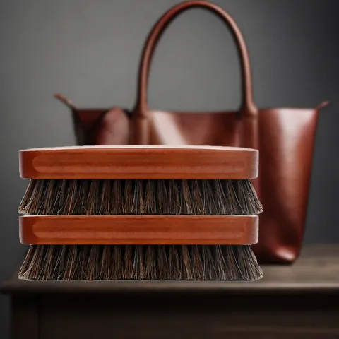 Wooden Horsehair Shoe Brush Beech Wood Handle Leather Cleaning Polishing Dust Removal Tool Household Shoe Care Brush