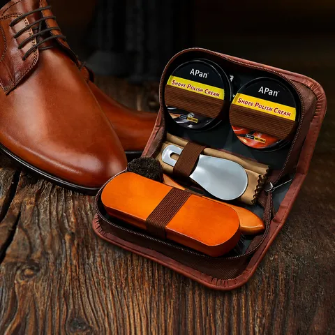 Lederpflege-Set Schuhcreme Reiniger Set Mit Rosshaarbürste Metall Schuhlöffel Für Lederschuhe Stiefel Wartung