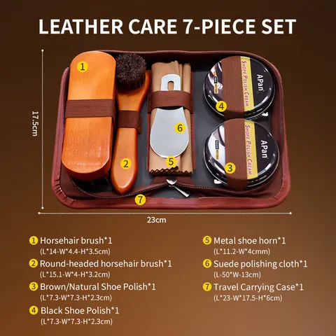 Lederpflege-Set Schuhcreme Reiniger Set Mit Rosshaarbürste Metall Schuhlöffel Für Lederschuhe Stiefel Wartung