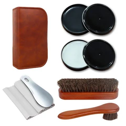 Kit Professionale per la Cura delle Scarpe in Pelle Spazzola Lucida Calzascarpe