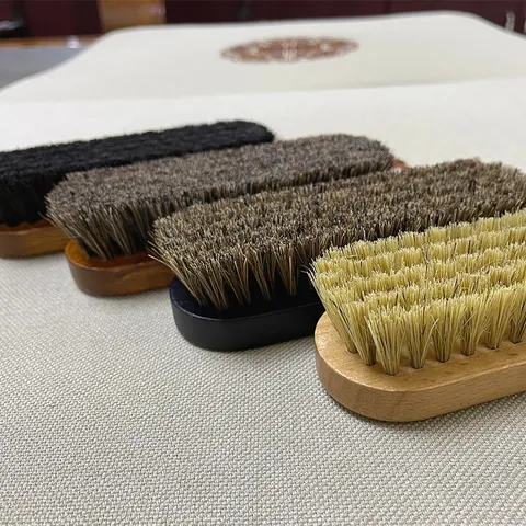 Spazzola per Scarpe in Crine di Cavallo in Legno Massiccio Strumento di Pulizia per la Cura della Pelle Spazzola per Lucidatura