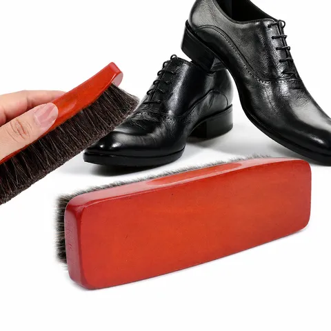 Hölzerne Pferdehaar Schuhbürste Leder Stiefel Polieren Reinigungswerkzeug Weiche Borsten Pflegebürste Für Schuhe Stiefel Bekleidung