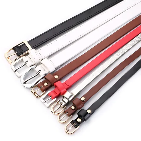 Women's Faux Leather Skinny Belt Minimalist Adjustable Thin Waist Belt Fashion Dress Pants Belt Accessories For Women