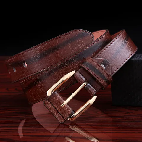 Men's Business Casual PU Leather Belt Pin Buckle Solid Color All-Match Waist Belt For Jeans Daily Commute