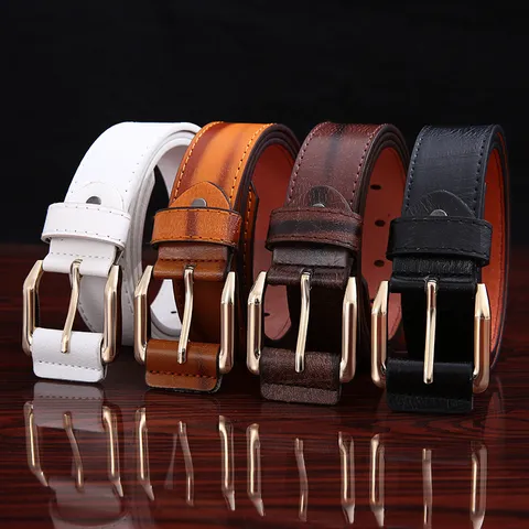 Men's Business Casual PU Leather Belt Pin Buckle Solid Color All-Match Waist Belt For Jeans Daily Commute