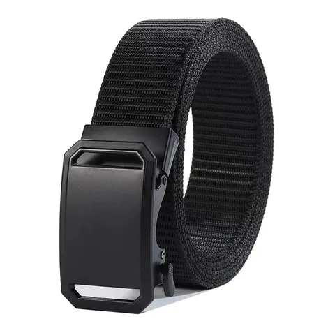 Men Casual Nylon Belt Tactical Outdoor Business Fashion Woven Belt With Alloy Automatic Buckle Adjustable Waist Strap