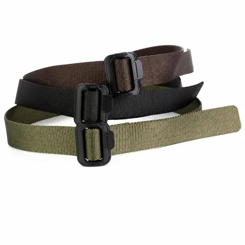 Men Tactical Nylon Belt Outdoor Casual Military Training Waist Belt Smooth Plastic Buckle Adjustable Webbing Belt