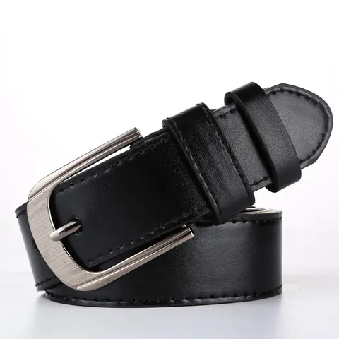 Men's Casual Faux Leather Belt With Alloy Pin Buckle Minimalist Fashion Jeans Belt For Daily Wear