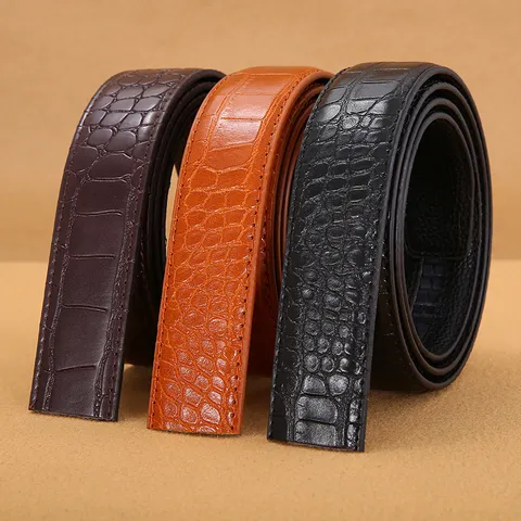 Ceinture Automatique Homme Sans Boucle Motif Crocodile Faux Cuir Affaires Casual Ceinture De Remplacement