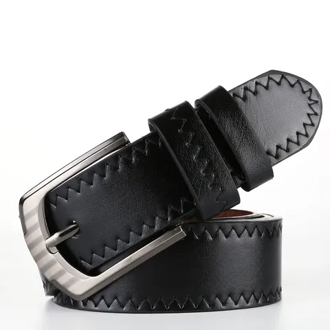 Men's Casual PU Leather Belt Pin Buckle Stylish Business Waistband Stitching Design Fashion Waist Belt For Men