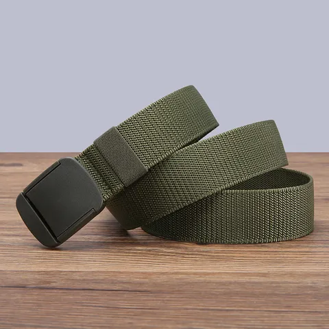 Minimalist Nylon Canvas Belt Punch Free Casual Outdoor Waistband With Plastic Buckle For Men Women Youth Students