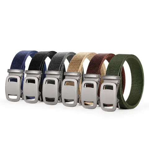 Men Casual Tactical Canvas Belt Automatic Metal Buckle Youth Student Outdoor Military Training Waist Strap Fashion Accessories