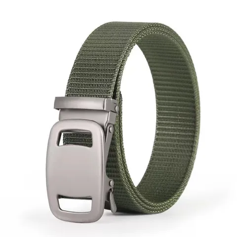 Men Casual Tactical Canvas Belt Automatic Metal Buckle Youth Student Outdoor Military Training Waist Strap Fashion Accessories
