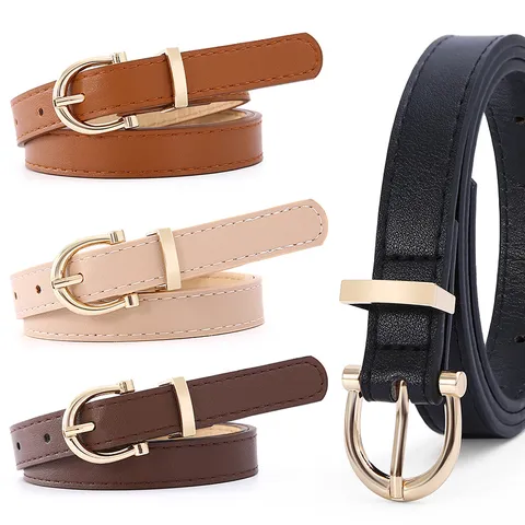 Women Casual PU Leather Belt Minimalist Metal Pin Buckle Dress Jeans Waist Belt Elegant Fashion Accessories