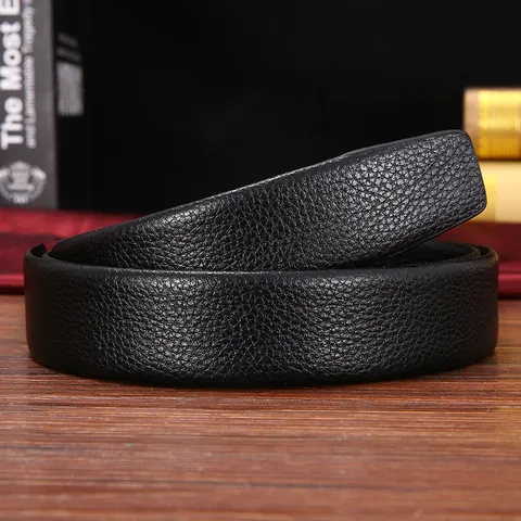 Cintura in Pelle da Uomo con Fibbia Automatica Cintura Casual d'Affari Lunghezza Regolabile Motivo Litchi Pelle Sintetica