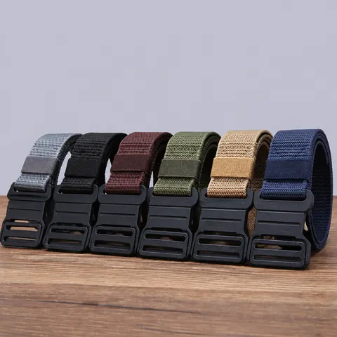 Men Tactical Belt Nylon Canvas Webbing Outdoor Work Quick Release Buckle Casual Versatile Minimalist Daily Waist Belt