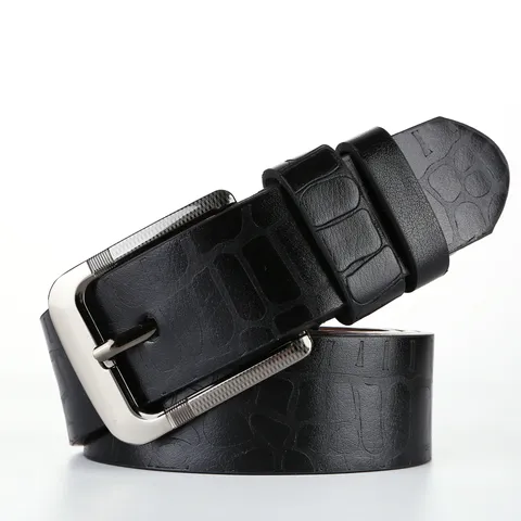 Men's Casual Faux Leather Belt Pin Buckle Embossed Design Adjustable Business Everyday Fashion Pants Belt
